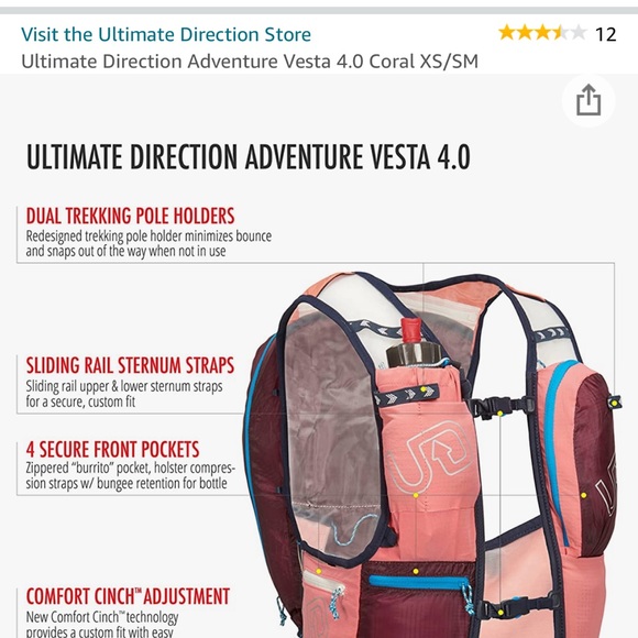 Womens Running Hydration Vest hydration pack pink vesta - Picture 4 of 5